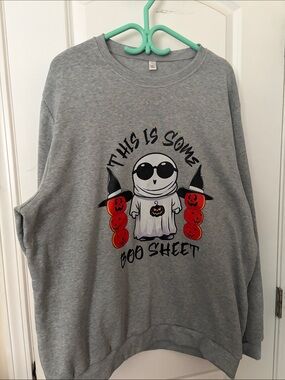 Grey Halloween Ghost Graphic Sweatshirt